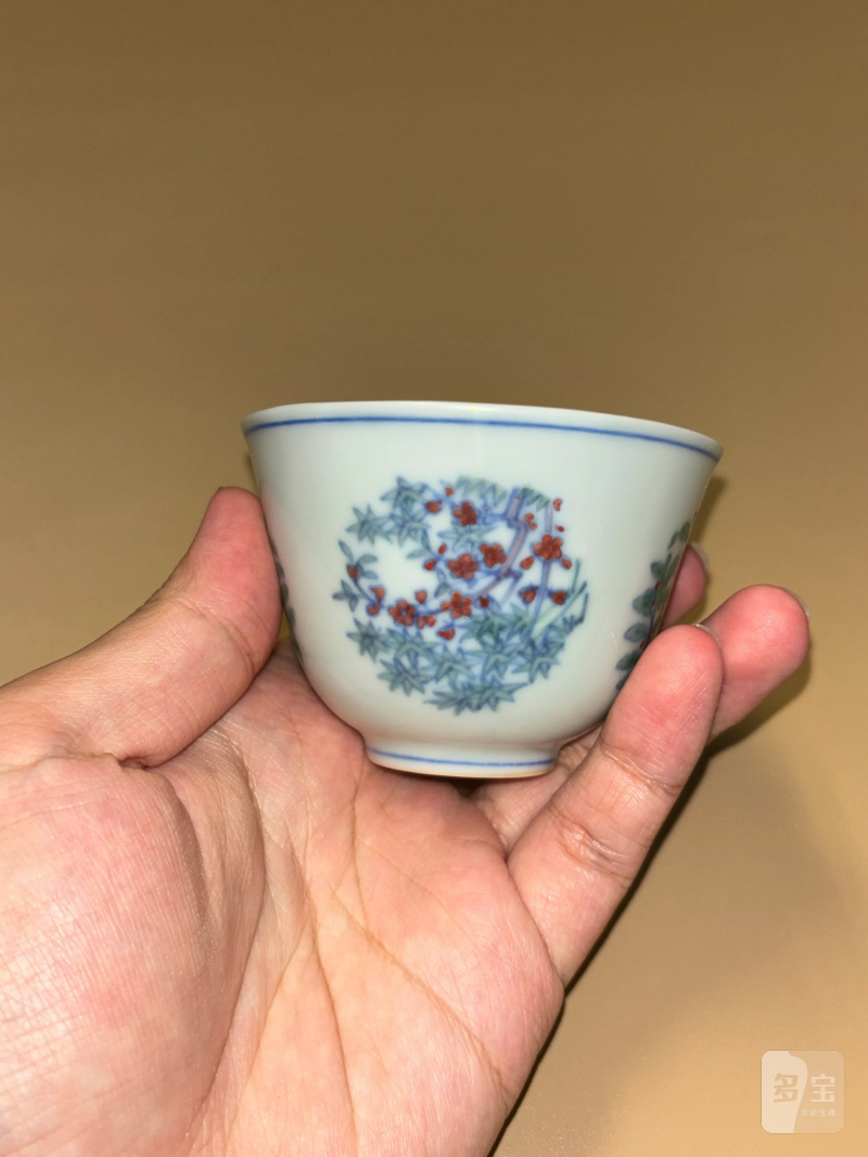 明成化 斗彩花鸟纹杯 - 图5